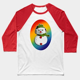 Pride Rainbow Snowman Holiday Winter Outdoor Fun Baseball T-Shirt